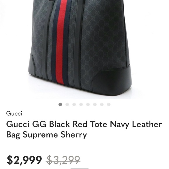 HUGE SALE!🎉Gucci Web Tote Bag GG Supreme Black with Navy and Red - Picture 7 of 7